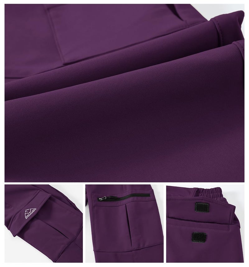 Gopune Women's Waterproof Windproof Fleece Lined Warm Hiking Ski Snow Insulated Pants (Purple,L) - Image 5